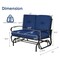 Outdoor Olefin Fabric Glider Bench with Cushions 2-Seat Patio Loveseat Rocker and Steel Frame